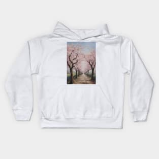 Japan Cherry Blossom Tree Oil Painting Art Kids Hoodie